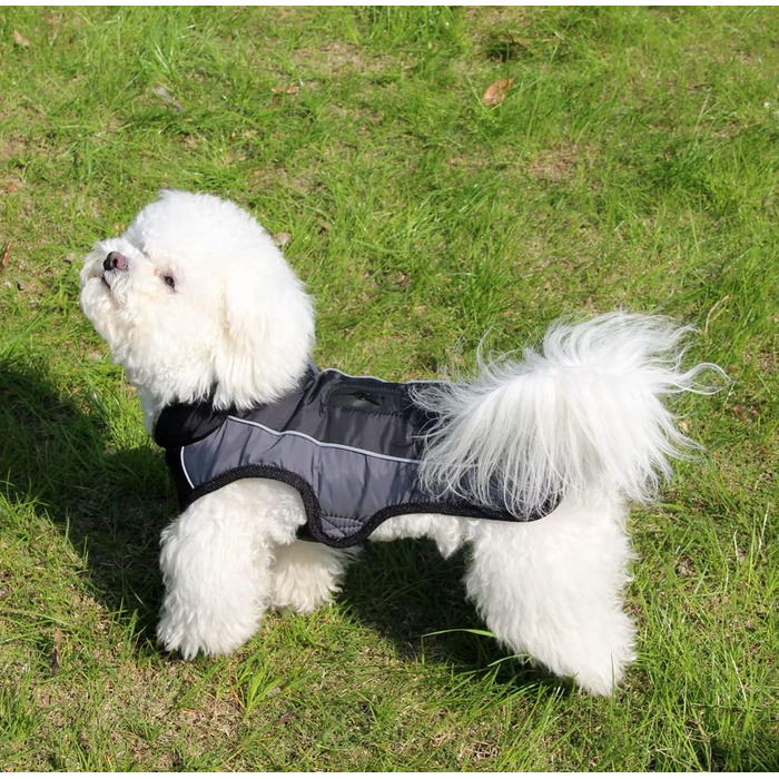 Тепла флісова нашийникова куртка для собак середніх порід, водонепроникна бавовняна куртка для холодної зими, чорний колір, розмір M