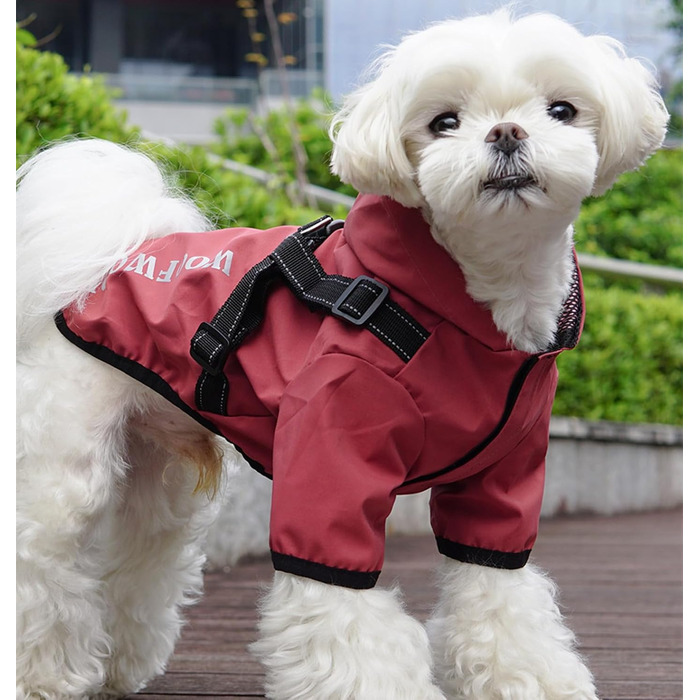 Водонепроникний дощовик для собак, дощова куртка з капюшоном для тварин, червоний, розмір XXL (56 см)