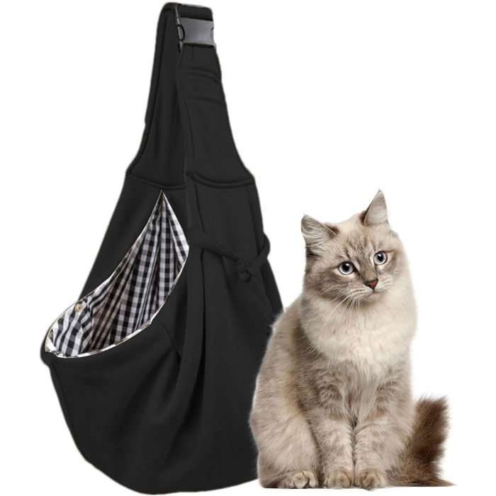 Сумка-переноска для собак та котів, чорна, для прогулянок та подорожей, з регульованим ременем
