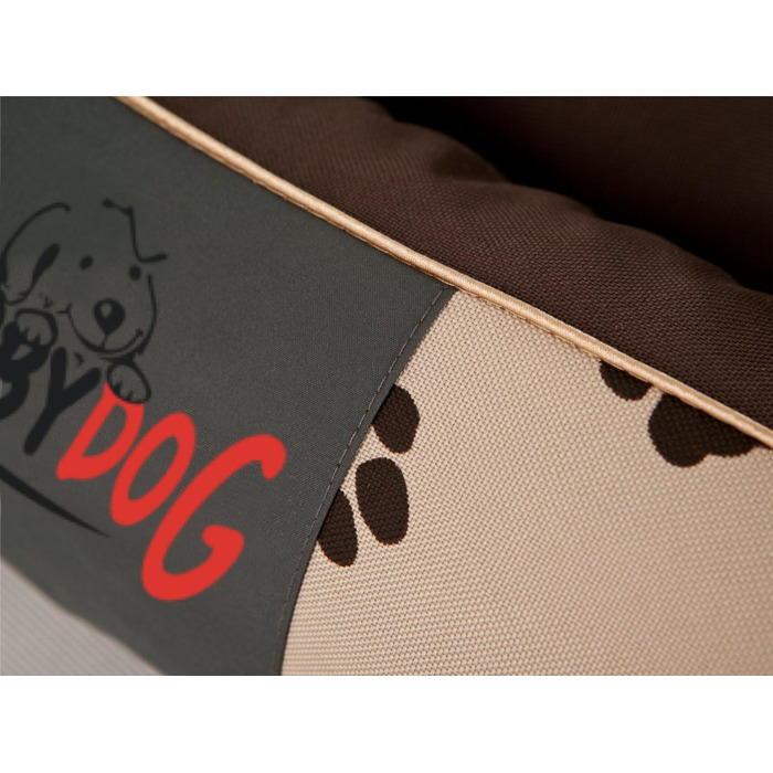 Преміум лежанка для собак Prestige M (65x50 см, бежева з лапами) - зручне собаче ліжко знімний чохол