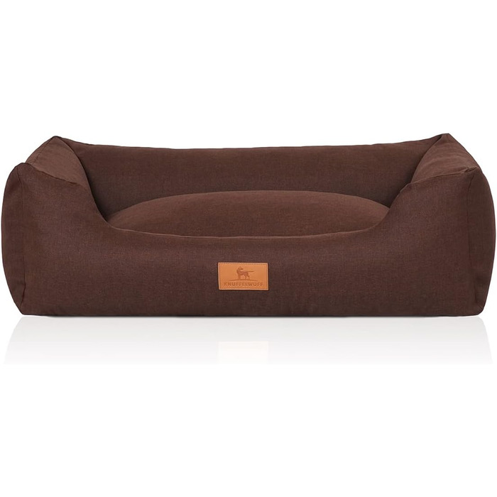 Ліжко для собак Knuffelwuff Lotte з велюру, знімний чохол, пране, коричневе, XXL 120x85 см, для великих, середніх і малих собак