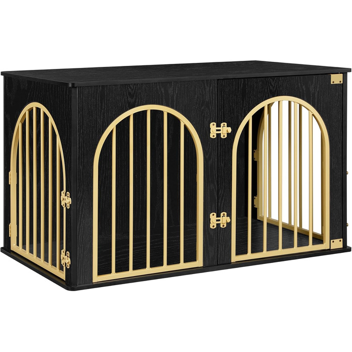 Клітка для собак Hzuaneri, 100 см, 3 двері, сучасний дизайн, чорне золото DFC84104A