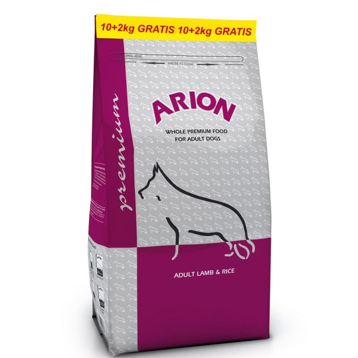 Сухий корм для собак Arion Premium Adult Ягня з рисом 10 кг + 2 кг