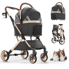 Дитяча коляска для тварин з 4 колесами, візок для собак з знімною люлькою, складаний візок-переноска для собак та котів до 22,7 кг, 3-в-1, багатофункціональний