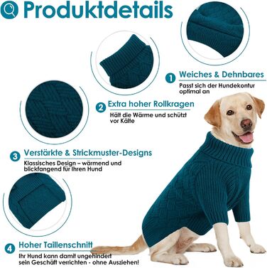 Пуловер для собак AOFITEE, теплий в'язаний пуловер з коміром-горловиною, зимовий пуловер для маленьких собак, пуловер для чихуахуа, французького бульдога, блакитний