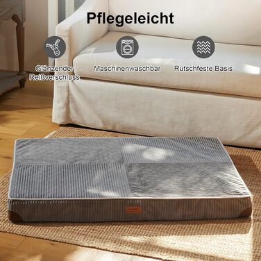 Ортопедичне ліжко для собак FUKUMARU - 91x56x9 см, зелене, з водонепроникним покриттям, м'яке, з антиковзаючою основою