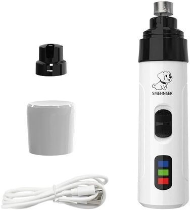 KELENO TrimNox Pro – Безшумний точило для кігтів собак, для безтурботного догляду. М'який та ефективний, портативний, з USB-зарядкою, з низькою вібрацією, білий