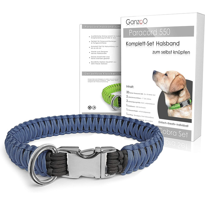 Набір для плетіння паракорду Ganzoo 550 для собак, саморобний ошийник, DIY подарунок (темно-синій)