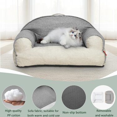 Крісло-лежанка для собак та котів середнього розміру, знімне та миється, м'яке та зручне, з антиковзною основою, 50,8 x 38,1 x 20,3 см