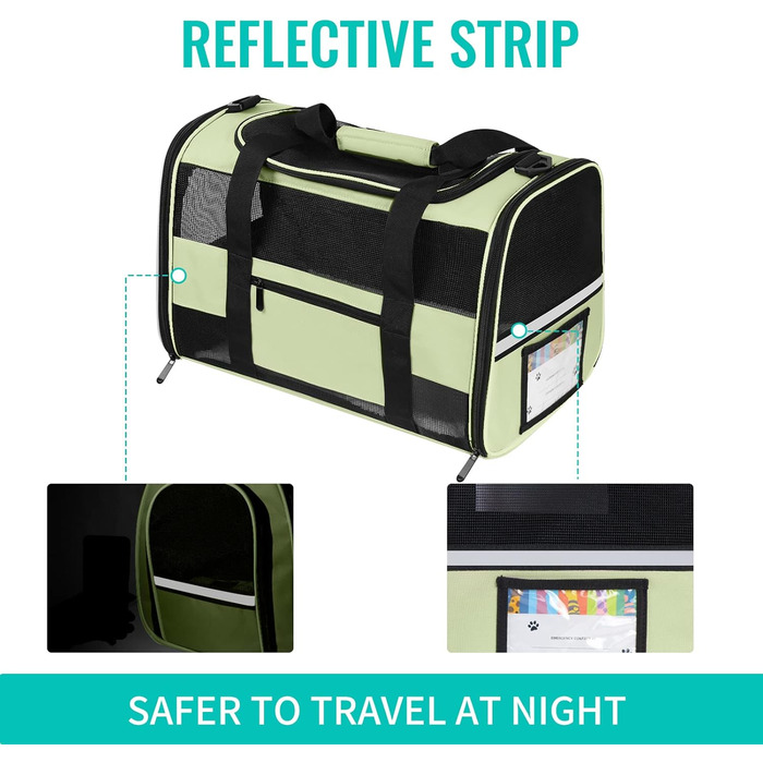 Трансформер для котів та собак, переноска для великих котів, середніх та маленьких собак, складана, з м'якими боковинами, 25 л, (43 x 30 x 28 см, Зелена)