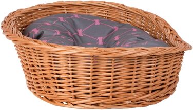 Корзина для собак з ротангу, сірого кольору, 100x75x27 см. Корзина для тварин, кошик для кота