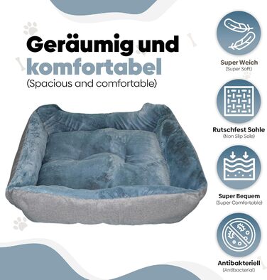 DEFACTO Лежанка для собак, м'яке ліжко для тварин з ліноподібним покриттям, корзина для собак, підняті бортики, неслизьке дно (СІРИЙ, 90 x 75 x 25 см)