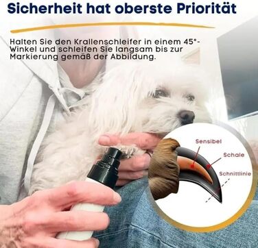 Триммер для собак Orthopfote: тихий нагрівач для нігтів з нагрівальними насадками, м'який та з низькою вібрацією для рівного підстригання (1 комплект)