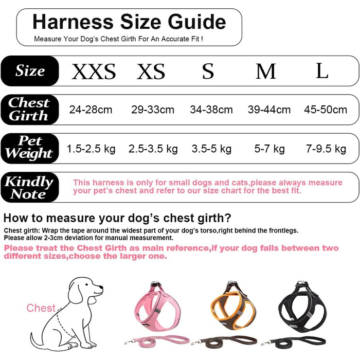 Нашийник для собак з повідком Anti-Pull, світловідбиваючий, для малих собак, кошенят, чорний, розмір M