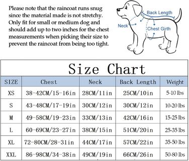 MOREZI Водонепроникний дощовик для собак з захистом лап та міцною капюшоном - Легкий для активного відпочинку - Для малих та середніх порід - Застібка-блискавка, регульований шнурок, блакитний, S (XX-Large(Обхват грудей: 86-98 см), неоново-рожевий)