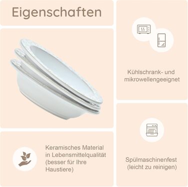 Набори керамічних мисок для котів SPUNKYJUNKY (3 шт.) - білий, сірий, ø16 см