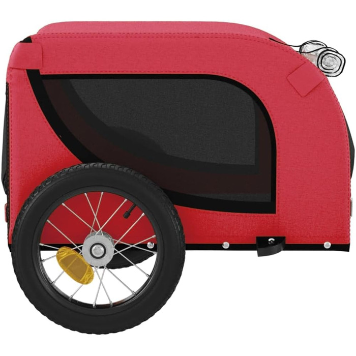 Причіп для велосипеда ARKEM для собак, червоно-чорний, з тканини Oxford та металу