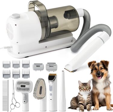 Пылесос для домашних животных 2.5л, тихий 48дБ, для собак и кошек, набор для груминга, включая триммер, щетку и инструменты для чистки. (С розеткой US)