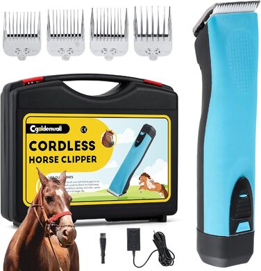 Машина для стрижки тварин CGOLDENWALL CG-CP-9060-1: акумулятор 1400mAh, кабель 3.5м, 3200-4000 об/хв, 2 швидкості, для собак, коней, кіз, корів та тварин з густою шерстю