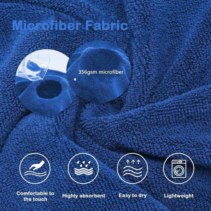 Рушник для собак з мікрофібри, рушник для лап - Швидковисихаючий халат для собак, рушник для собак з халатом, халат для домашніх тварин з магічною липучкою, синій