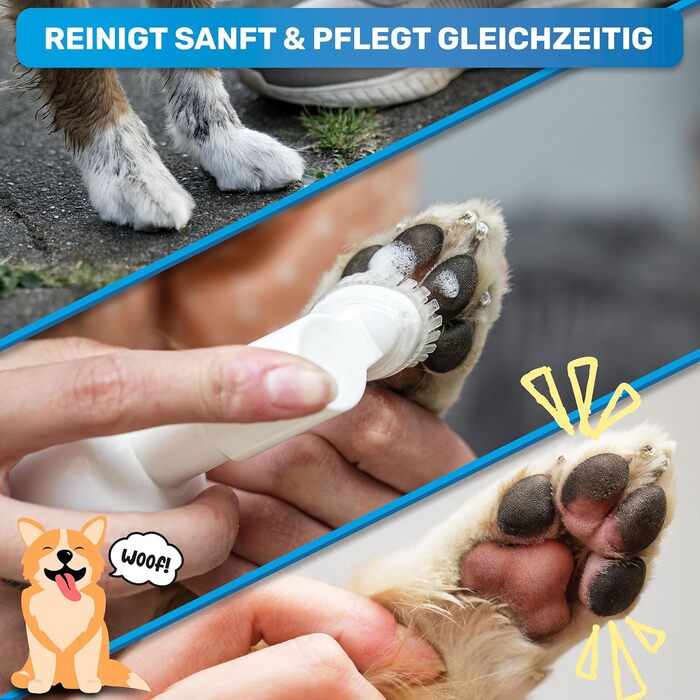 BluePet Очищувач для лап собак - видаляє бруд та сміття I З мікрофібровою рукавичкою I PfotenBlitz Розмір L (глибоке очищення, догляд за лапами)