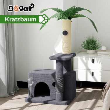 Котячий комплекс Kratzbaum 90 см: кігтеточка, будиночок та іграшки (темно-сірий)