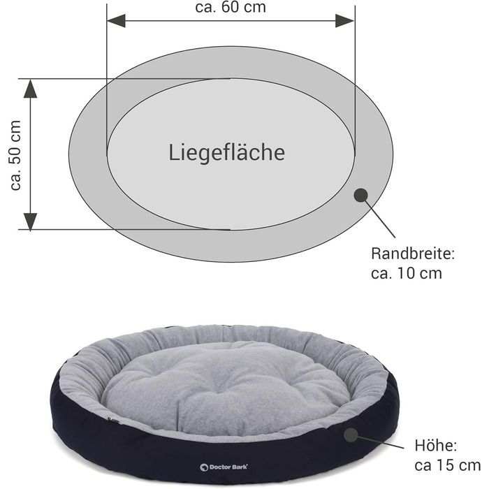 Кругле ліжко для собак середніх порід Doctor Bark GreenLabel, 60x50 см, колір кобальт