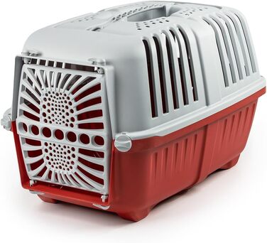 Транспортний бокс для собак Lionto з міцного переробленого пластику, 55x36x36 см, з практичним замком та ручкою, підходить для котів та дрібних тварин, для тварин до 15 кг, сірий