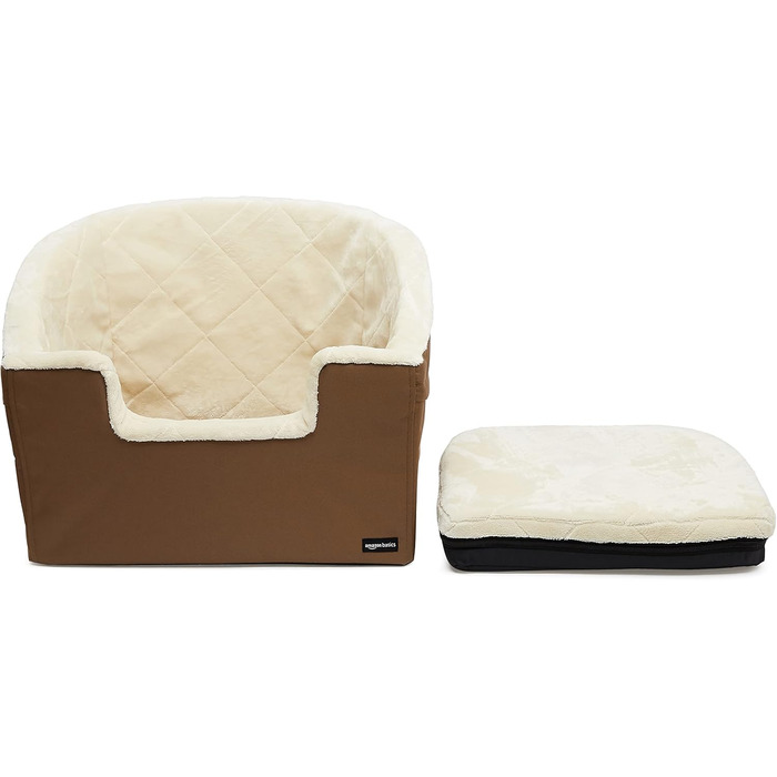 Підвищений автокрісло для тварин Amazon Basics, велике, 45,7 x 55,8 x 40,6 см (світло-коричневе)