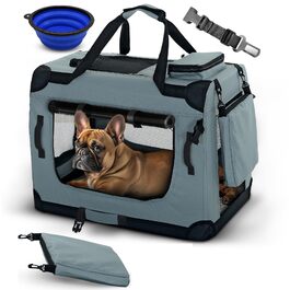 Переноска для собак та котів складна, міцна, сіра L 62x42x44 см для авто та подорожей