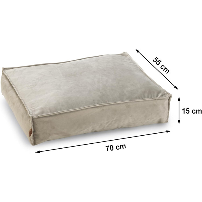 Подушка для собак Lotte Nalino, велюр, сіра, 70x55x15 см