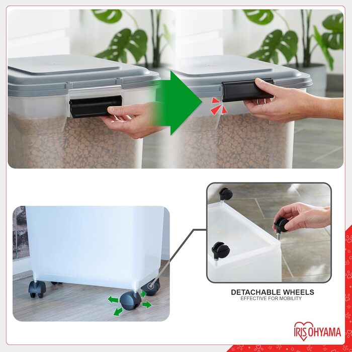 Контейнер для корму Iris Ohyama ATS-L 45л (15кг), сірий. Герметична фідербокс для собак, котів, сухого корму. З міркою, BPA-free