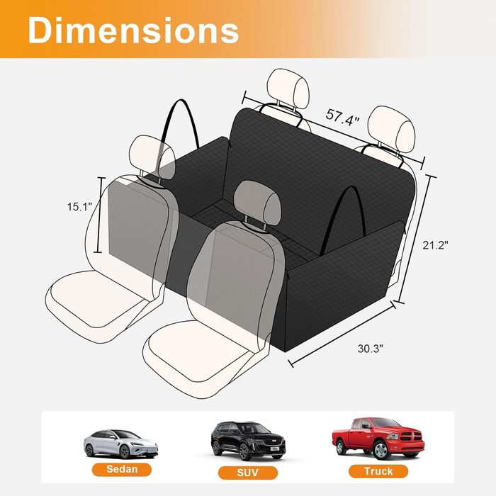 Розширювач для заднього сидіння автомобіля для собак Honest, жорстка підставка, чорний, XL (180 кг)