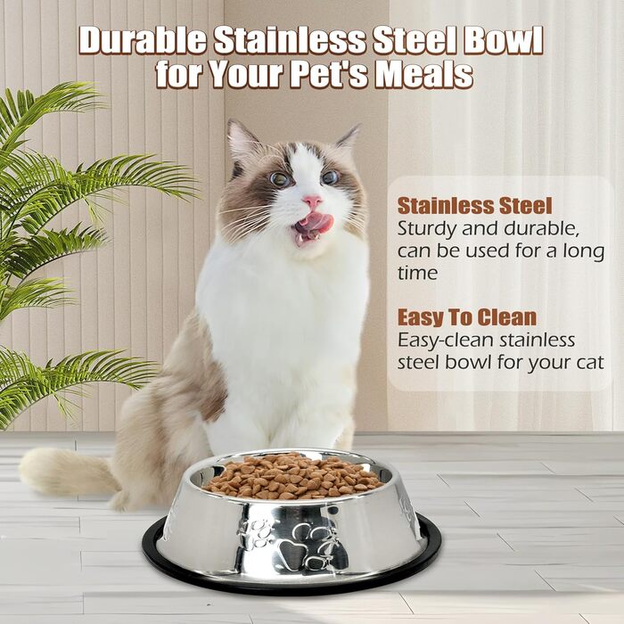 Набір мисок для корму для собак і котів з нержавіючої сталі, 8 шт., 16oz, стекуються, неслизькі, для тварин