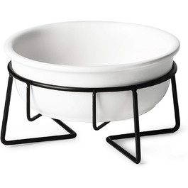 КерамІчна годівниця для котів з металевим підставкою, 340 мл, біла