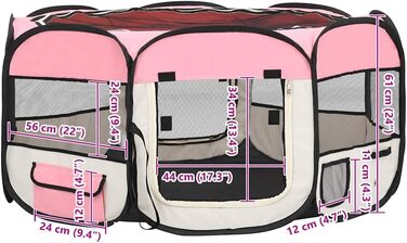 Складаний рожевий вольєр для цуценят vidaXL 145x145x61 см, манеж для тварин