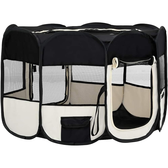 Вольєр для цуценят VidaXL, розкладний, 125x125x61 см, чорний