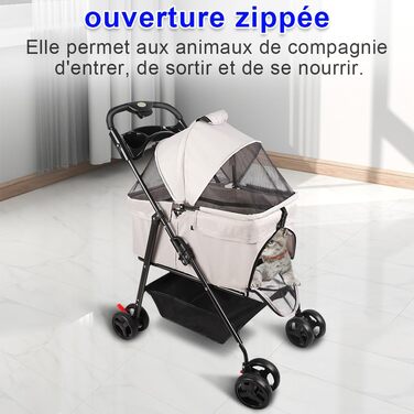 Дитяча коляска для собак та котів, складана, до 15 кг, з підстаканниками (Сірий, 50x65x99 см)