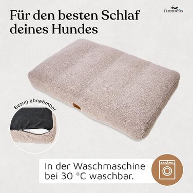 Ортопедична подушка для собак Freudentier - для маленьких, середніх та великих собак, 100x70 см, Greige, з сертифікацією Oeko-Tex, миється, антиковзаюча, лежанка/кошик для собак