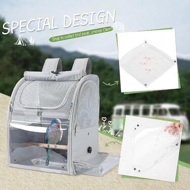 Рюкзак-переноска для птахів Sanmoncare: водонепроникний, для канарек та папуг, з підставкою