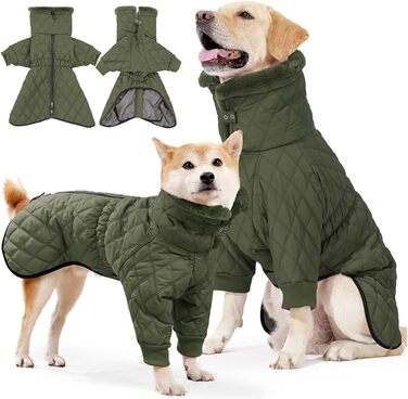 Водонепроникний теплий зимовий одяг для собак - куртка/пальто, поліестер, зелений, XXX-Large