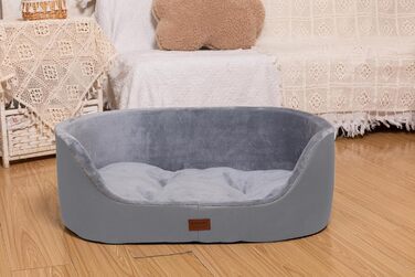 Кругле ліжко для собак середнього розміру Raikou, м'яке та зручне, з антиковзким покриттям, сірого кольору (75 x 54 x 27 см)