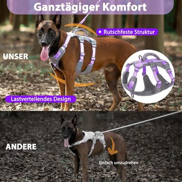 Шлейка Huntboo для собак - антистресова, з ручкою, для малеких, середніх та великих порід (S, M), лавандова