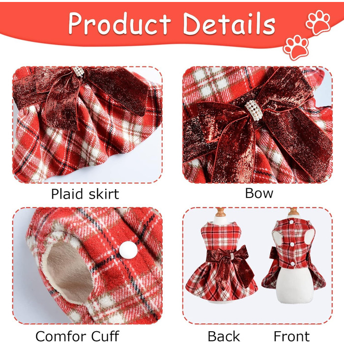 Теплий плед для собак: стильний зимовий плед з червоним візерунком для дрібних собак, цуценят, XS, 1.8-2.7 кг