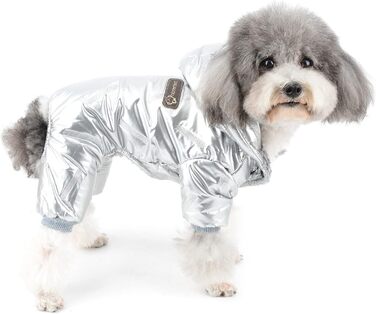 Водонепроникний зимовий костюм для собак Zunea, теплий флісовий пуловер з капюшоном, підходить для маленьких собак, сріблястий L