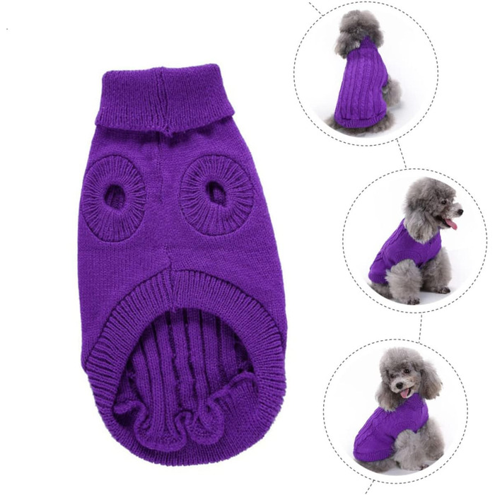 Пов'язка на голову для собак POPETPOP з акрилових волокон, милий дизайн, тепла, для зими, можна прати та використовувати повторно (XL, фіолетовий)
