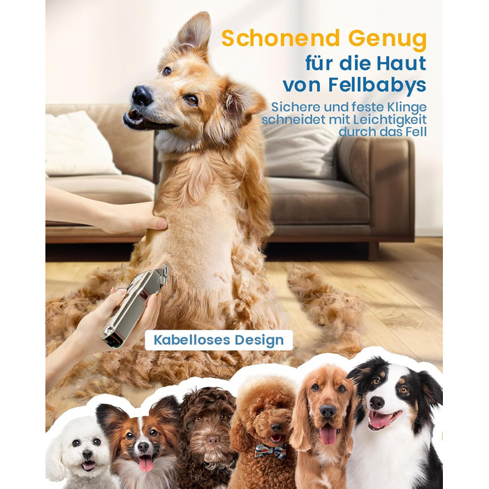 Машинка для стрижки собак Oneisall 3-в-1 з пилососом та щіткою, для густого хутра, 12000Pa