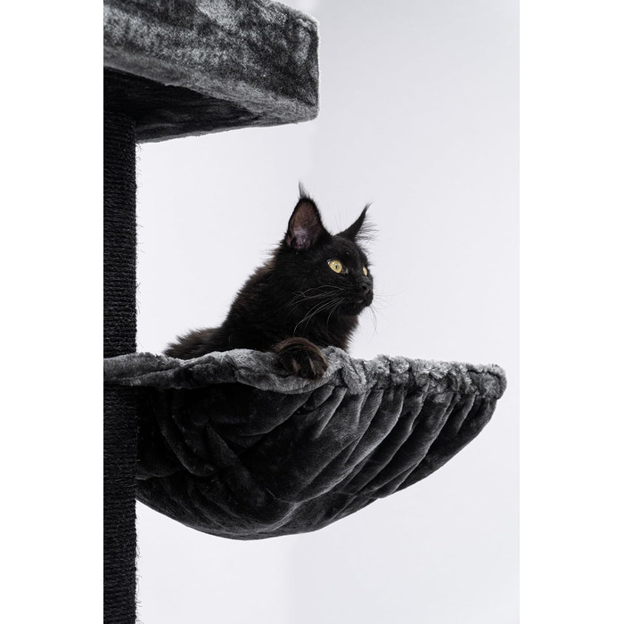Дряпка для великих котів Petrebels Turnpike XXL 200 см, чорна, стовпи Ø15 см, Maine Coon, 76x76 см