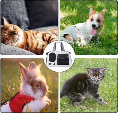 Портативна переноска для тварин - складана сумка для котів та маленьких собак, легка переноска | Міцна переноска для домашніх тварин з вентиляційною сіткою для безпечних подорожей з цуценятами або в дорозі, зелений (сірий)