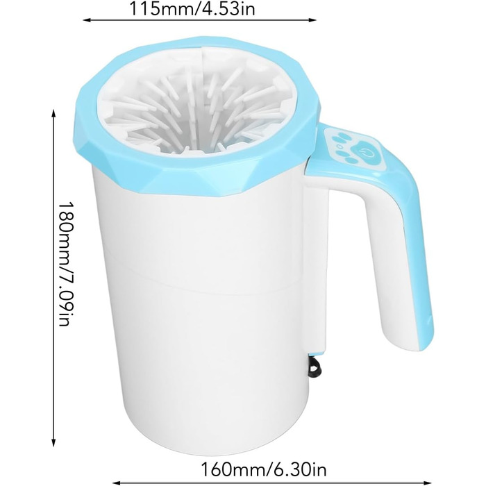 Автоматичний очищувач лап для собак середніх та великих порід – 2 режими очищення, м'яка силіконова щітка (Білий, Синій)